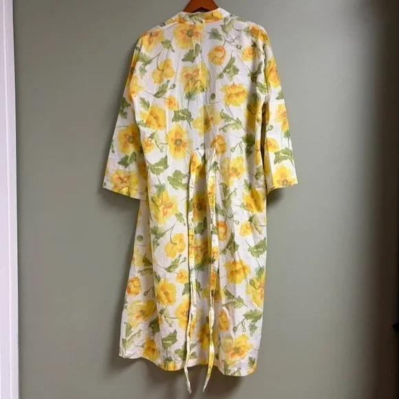 Crabtree & Evelyn Womens Cotton Lightweight Robe Floral Spring Loungewear Size M - Picture 2 of 8